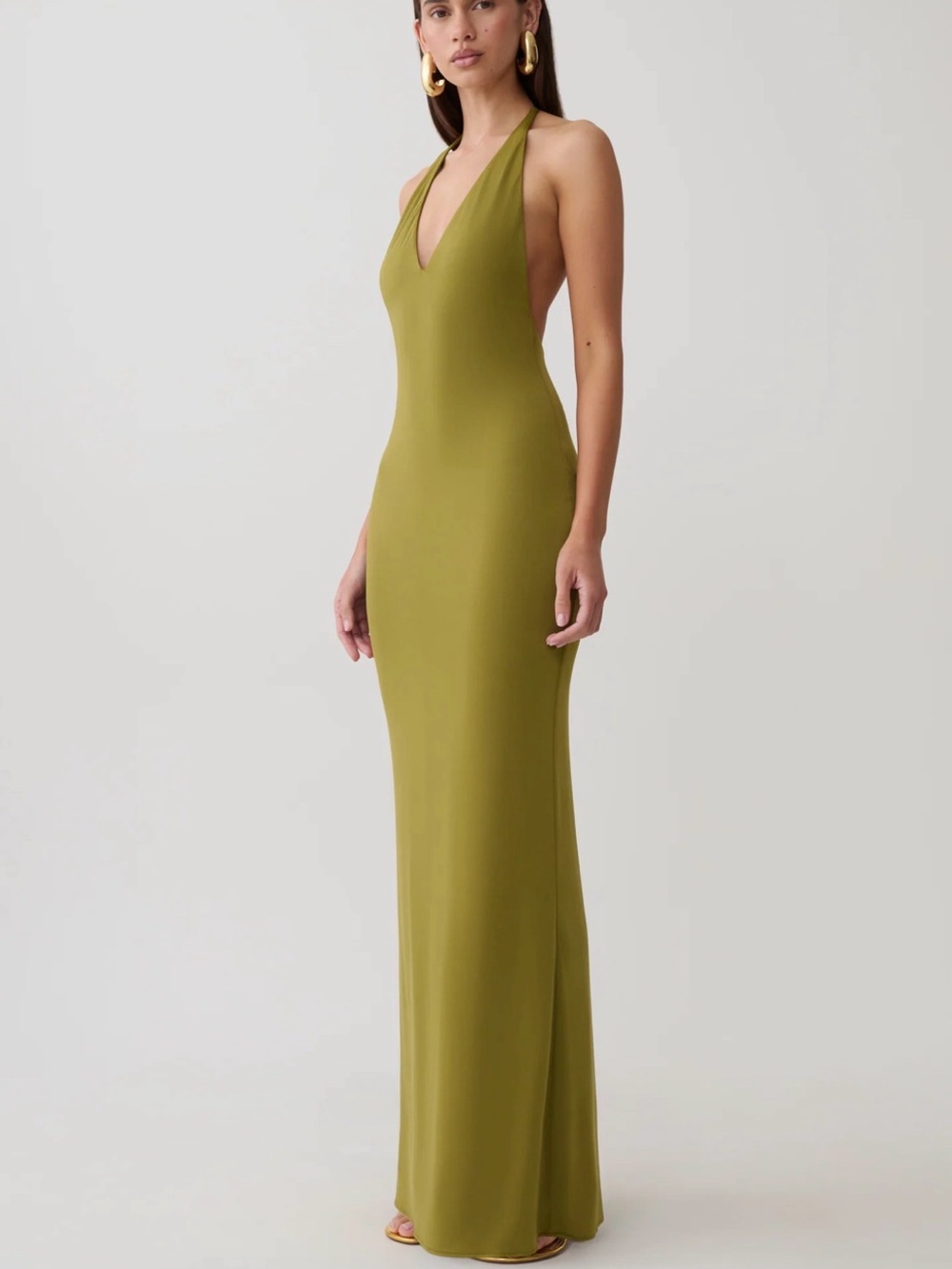 MESHKI HANA MARTINI Olive Halter Maxi Dress - Women